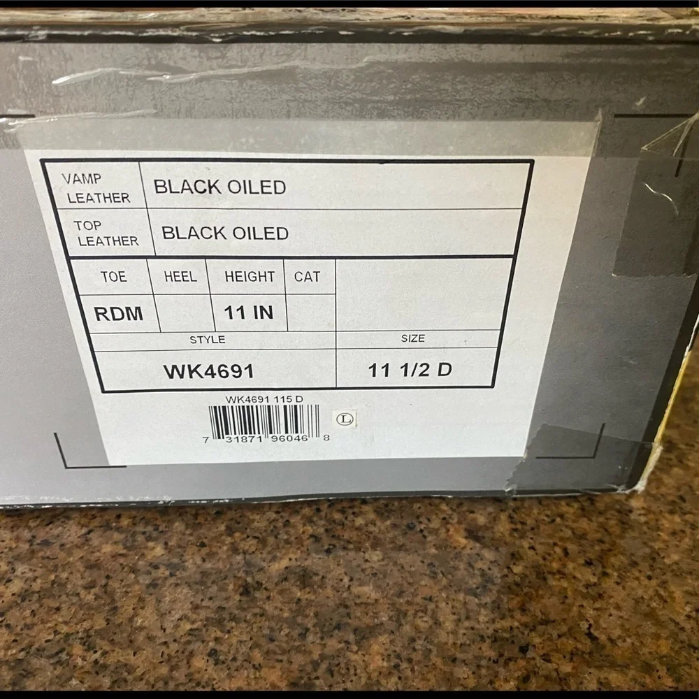 Justin Boots WK4691 Men's Black Oiled Boots New in Box  Size 11 1/2​​​​​​​​​​ - Picture 9 of 9